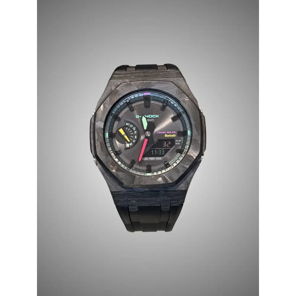 Montre CasiOak Custom – Black Carbon Fiber Luminous Bluetooth