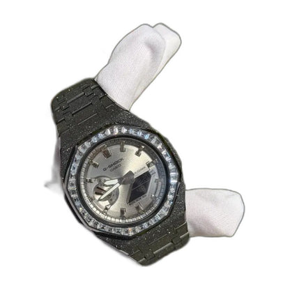 Montre CasiOak Custom Black Silver Frosted Diamond – mod G-Shock GA-2100, vue 2