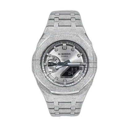 Montre CasiOak Custom Full Silver Frosted – mod G-Shock GA-2100, vue 2