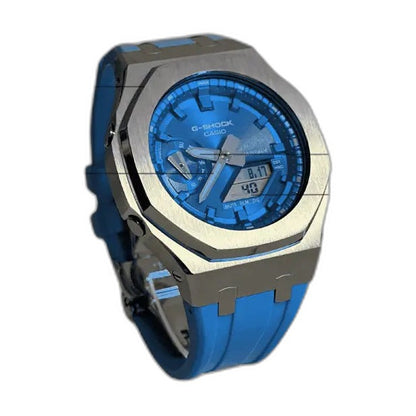 Montre CasiOak Custom Blue Silver – mod G-Shock GA-2100, vue 2