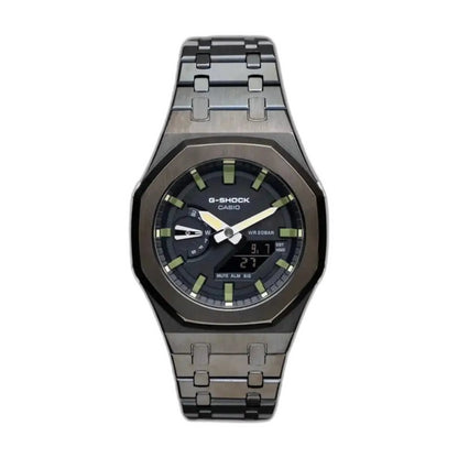 Montre CasiOak Custom Black Green Olive – mod G-Shock GA-2100, vue 1
