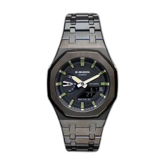 Montre CasiOak Custom Black Green Olive – mod G-Shock GA-2100, vue 1