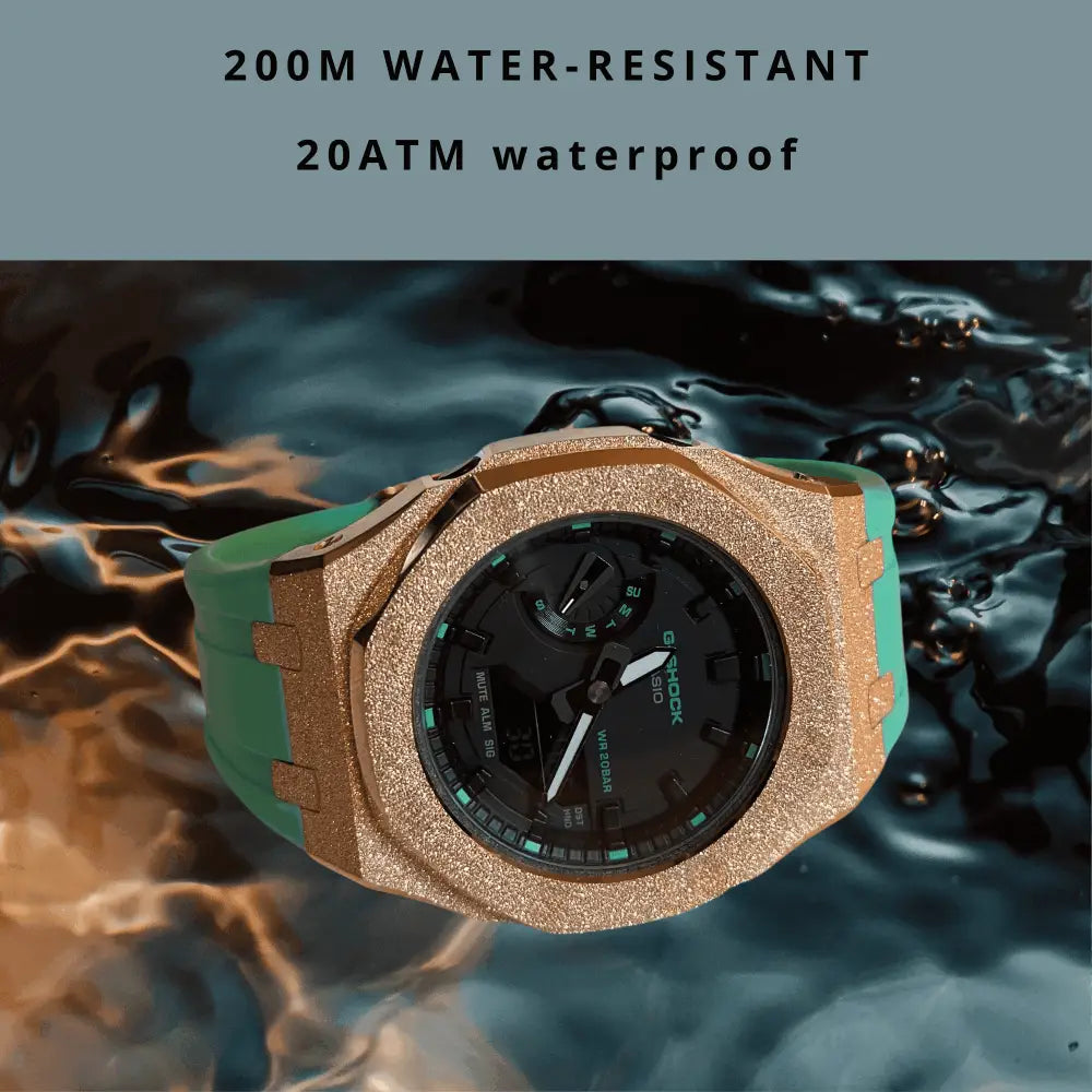 Montre CasiOak Custom – Rose Gold Blue Frosted