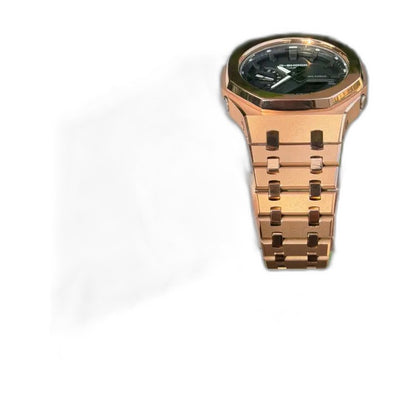 Montre CasiOak Custom Rose Gold Mirror Polish – mod G-Shock GA-2100, vue 6 — fond blanc