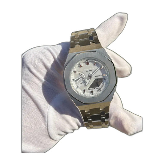 Montre CasiOak Custom Metal Silver – mod G-Shock GA-2100, vue 1