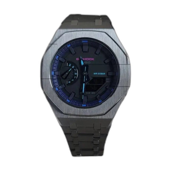 Montre CasiOak Custom Metal Purple Steel – mod G-Shock GA-2100, vue 2