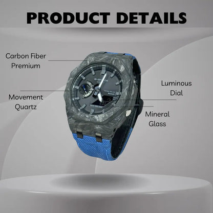 Montre CasiOak Custom – Blue Bluetooth Carbon Fiber
