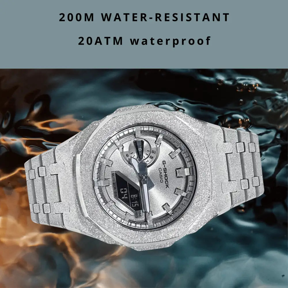 Montre CasiOak Custom – Full Silver Frosted