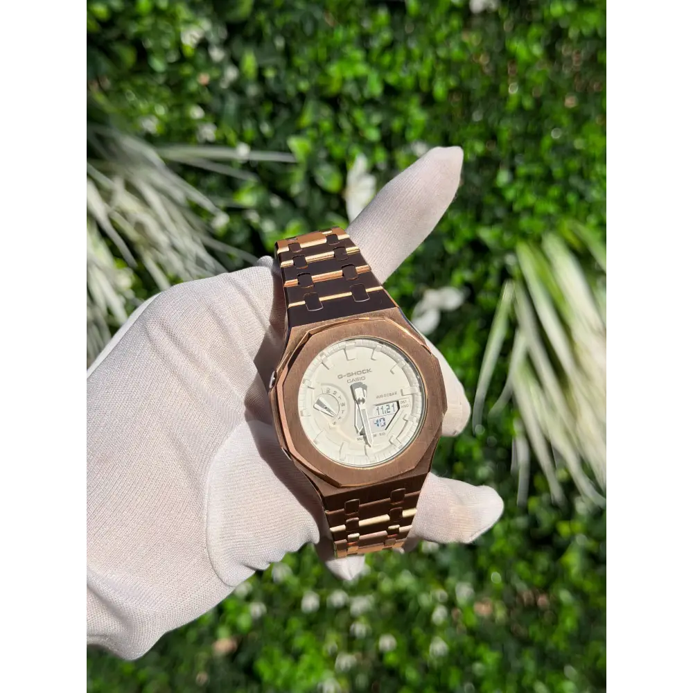 Montre CasiOak Custom – Full Rose Gold White