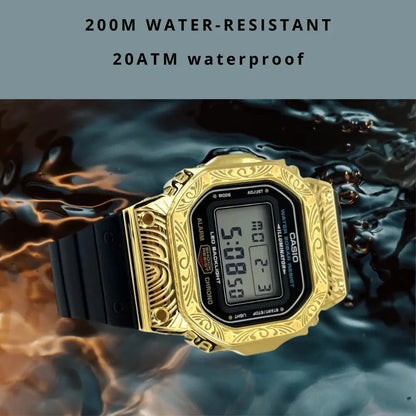Montre CasiOak Custom – Black Gold Pattern - Mod G-Shock DW5600