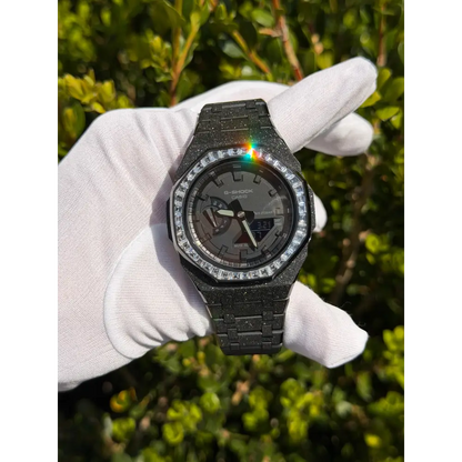 Montre CasiOak Custom – Full Black Frosted Diamond
