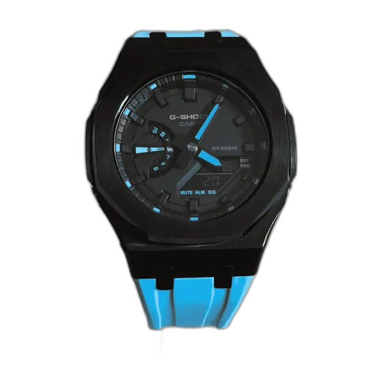 Montre CasiOak Custom Black Blue – mod G-Shock GA-2100, vue 1