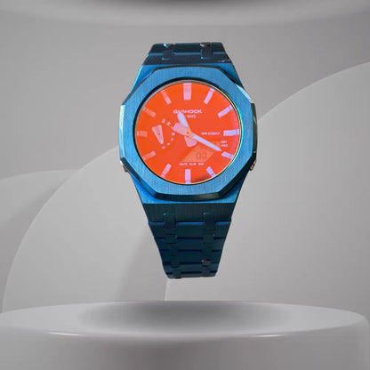 Montre CasiOak Custom – Full Blue Mirror Rainbow Dial