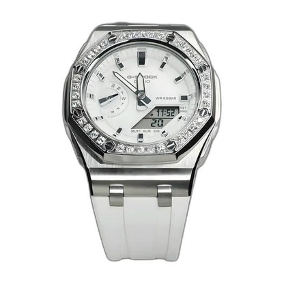 Montre CasiOak Custom Diamond Full White – mod G-Shock GA-2100, vue 2