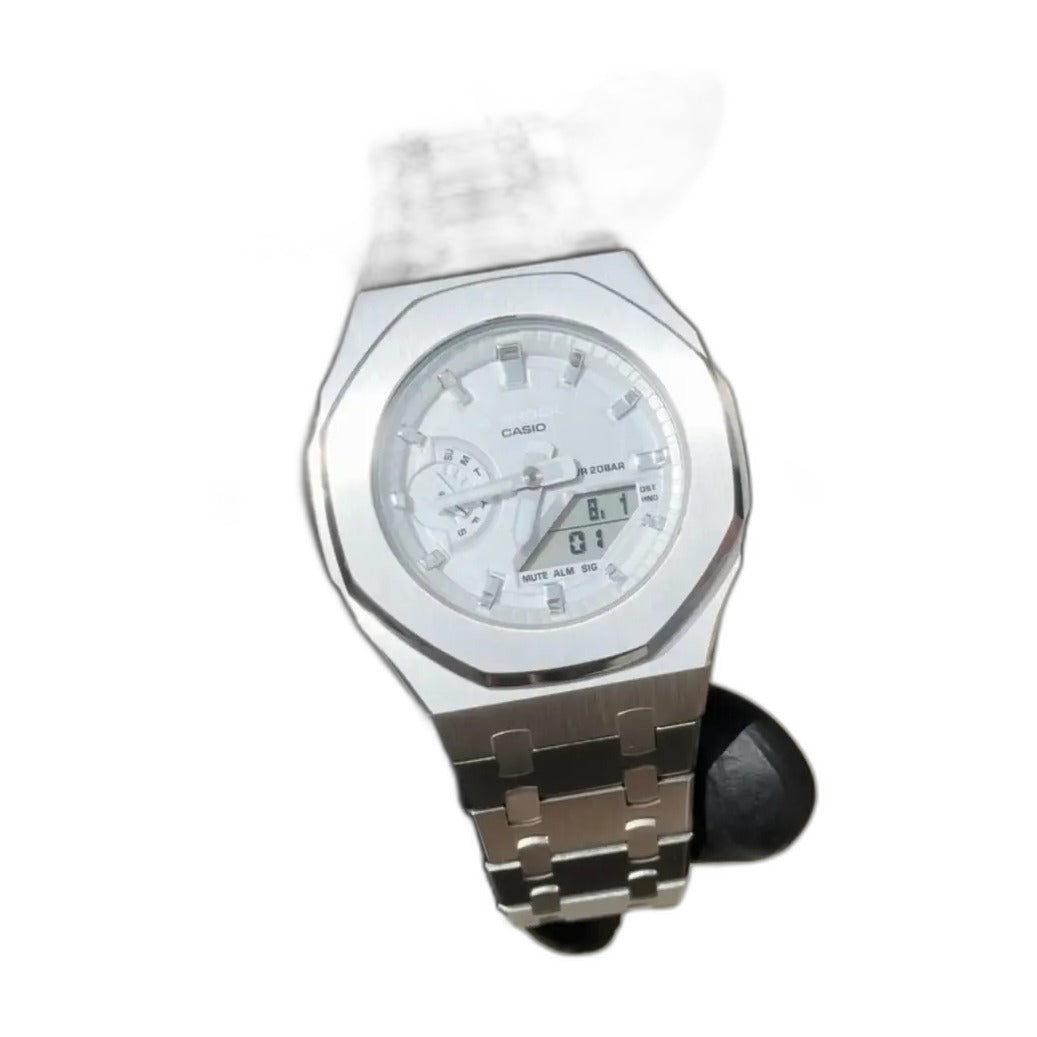 Montre CasiOak Custom Metal Silver – mod G-Shock GA-2100, vue 2