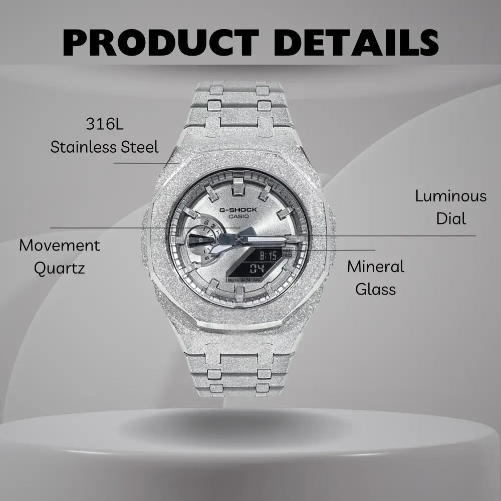 Montre CasiOak Custom – Full Silver Frosted