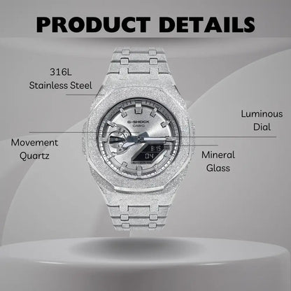Montre CasiOak Custom – Full Silver Frosted