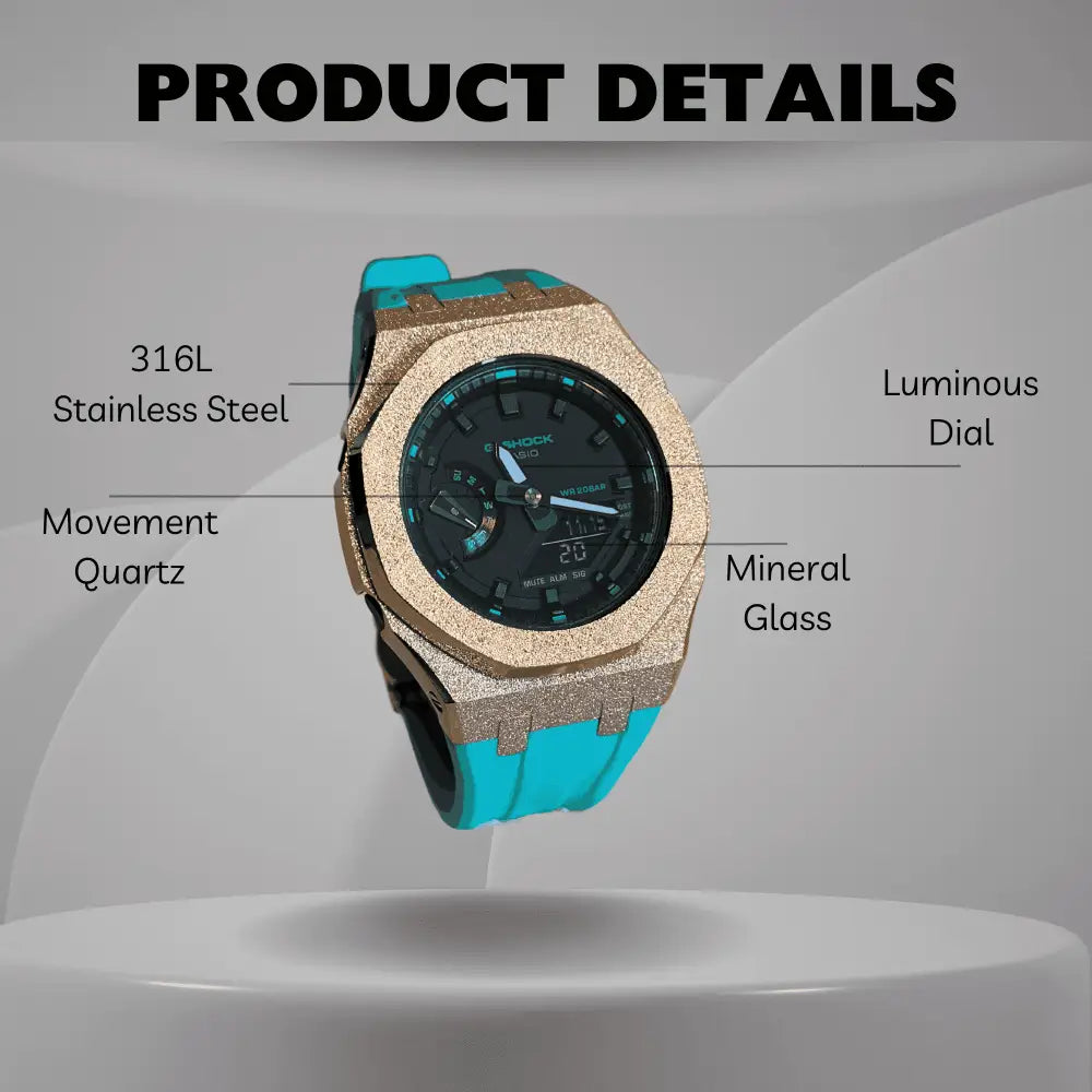 Montre CasiOak Custom – Rose Gold Blue Frosted