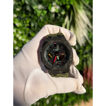 Montre CasiOak Custom – Full Green Bluetooth Carbon Fiber