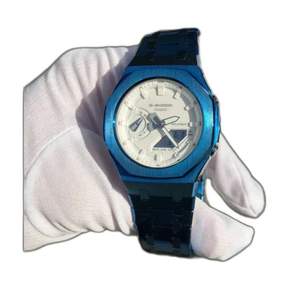 Montre CasiOak Custom Dark Blue White – mod G-Shock GA-2100, vue 3