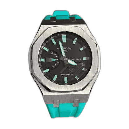 Montre CasiOak Custom Blue Green – mod G-Shock GA-2100, vue 1