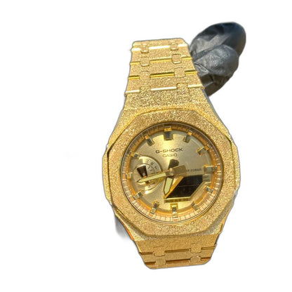 Montre CasiOak Custom Full Gold Frosted – mod G-Shock GA-2100, vue 4