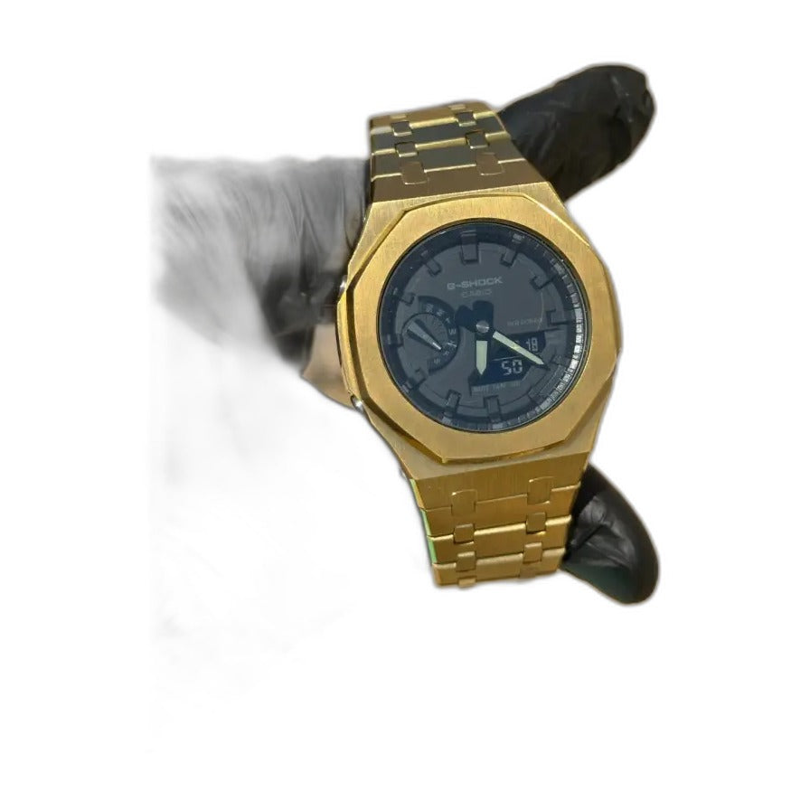 Montre CasiOak Custom Gold Black Dial – mod G-Shock GA-2100, vue 2