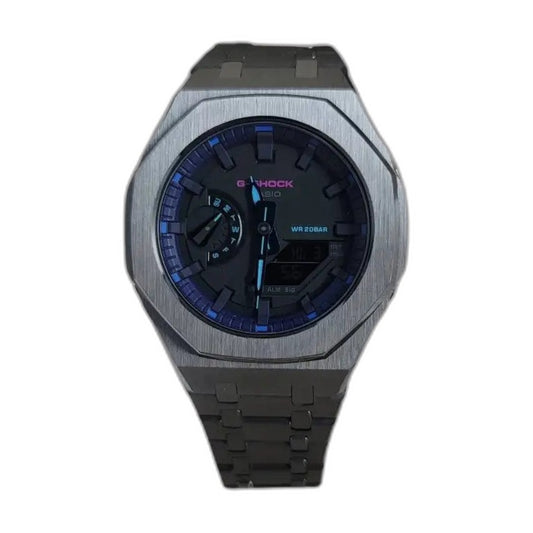 Montre CasiOak Custom Metal Purple Steel – mod G-Shock GA-2100, vue 1