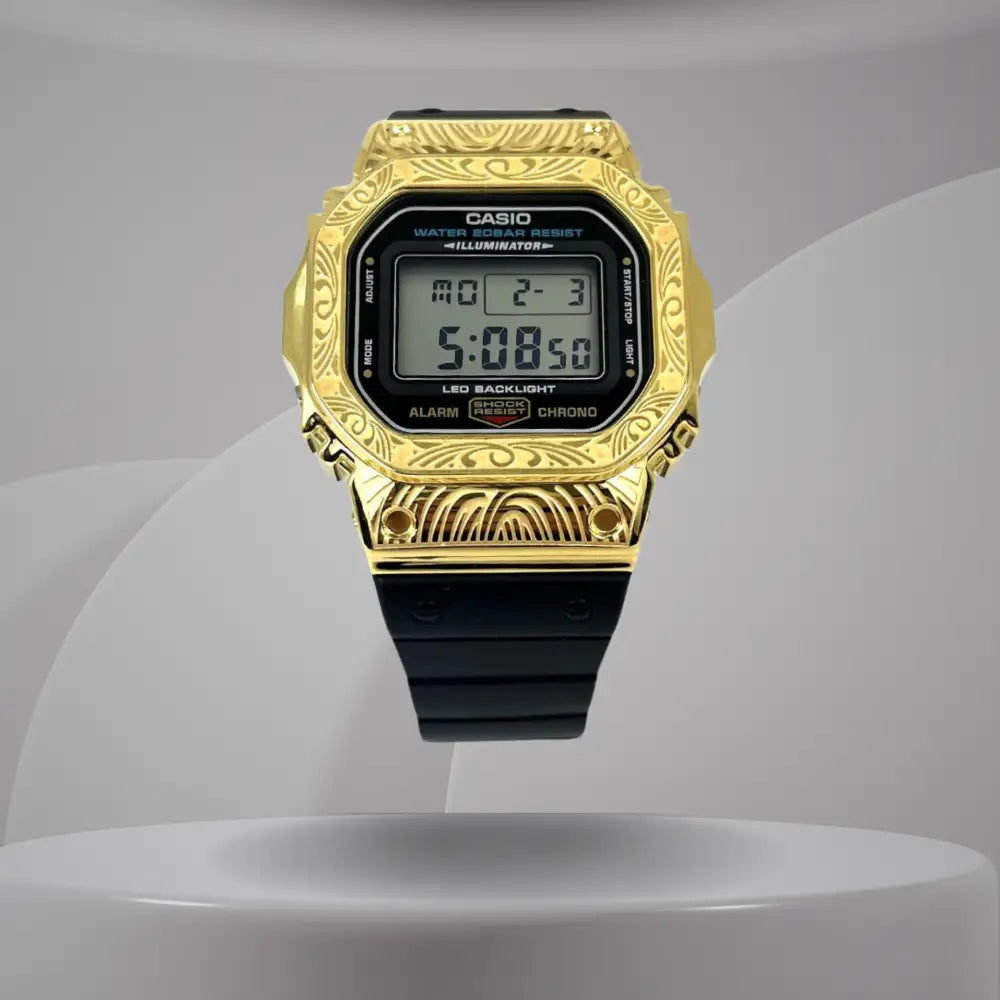 Montre CasiOak Custom – Black Gold Pattern - Mod G-Shock DW5600