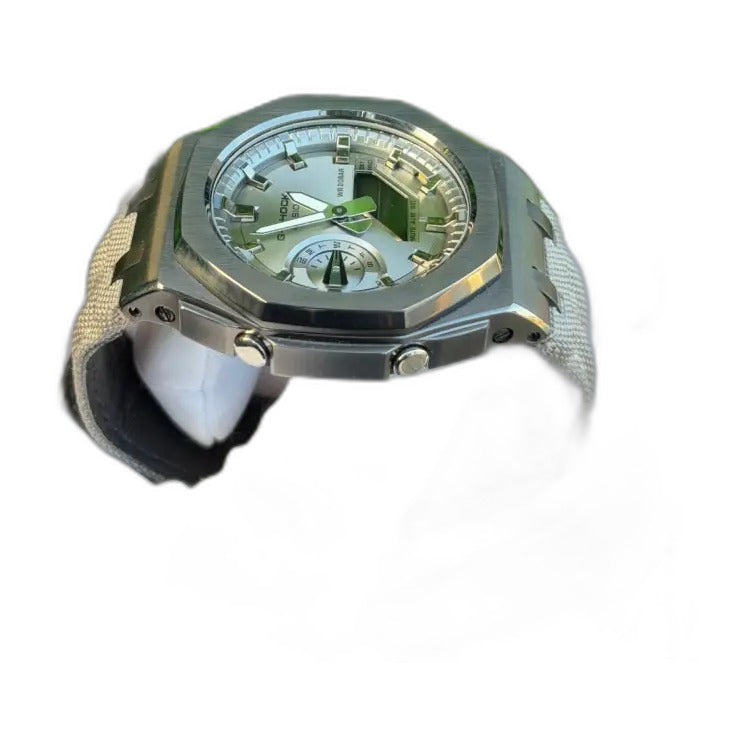 Montre CasiOak Custom Silver Metal – mod G-Shock GAB-2100, vue 4 — fond blanc