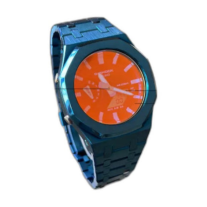 Montre CasiOak Custom Full Blue Mirror Rainbow Dial – mod G-Shock GA-2100, vue 4