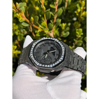 Montre CasiOak Custom – Full Black Frosted Diamond