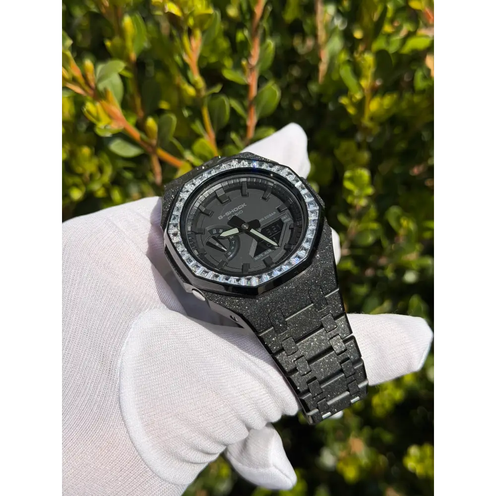 Montre CasiOak Custom – Full Black Frosted Diamond