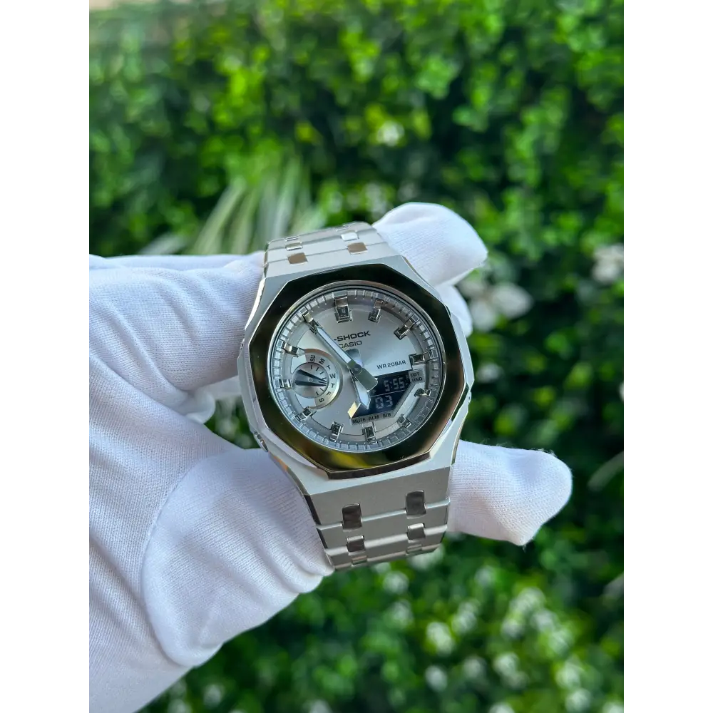 Montre CasiOak Custom – Full Silver Mirror Polish