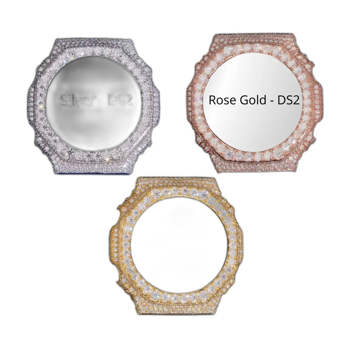 Montre CasiOak Custom Moissanite 925 Full Silver IcedOut - Luxury Mod GA2100 – mod G-Shock GA-2100, vue 8 — fond blanc