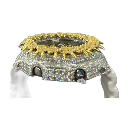 Montre CasiOak Custom Moissanite 925 Silver IcedOut Thorn Black Silver/Gold - Luxury Mod GA2100 – mod G-Shock GA-2100, vue 2 — fond blanc