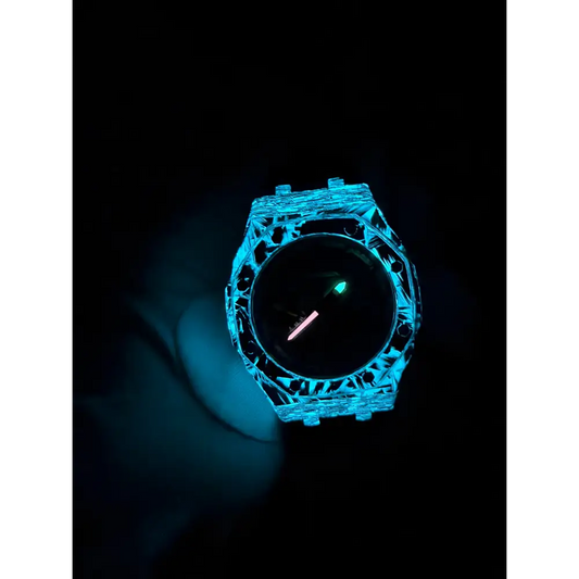 Montre CasiOak Custom Black Carbon Fiber Luminous Bluetooth – mod G-Shock GAB-2100, vue 1