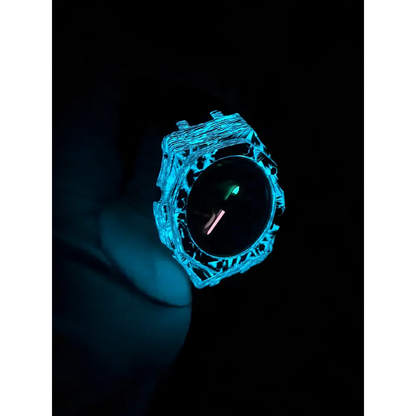 Montre CasiOak Custom Black Carbon Fiber Luminous Bluetooth – mod G-Shock GAB-2100, vue 6