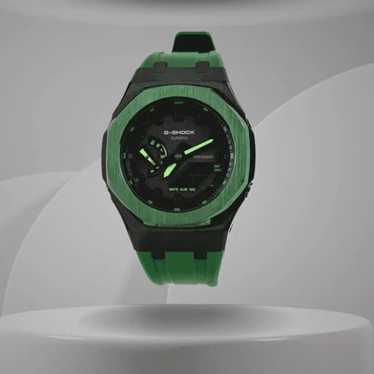 Montre CasiOak Custom Royal Green – mod G-Shock GA-2100, vue 1