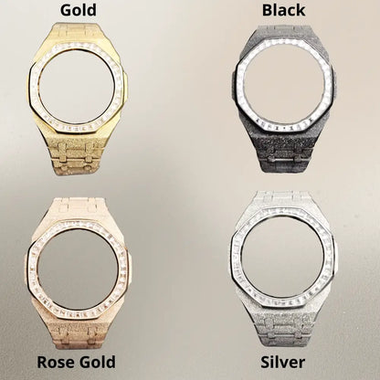 Montre CasiOak Custom Silver Frosted Diamond Bezel – mod G-Shock GA-2100, vue 6