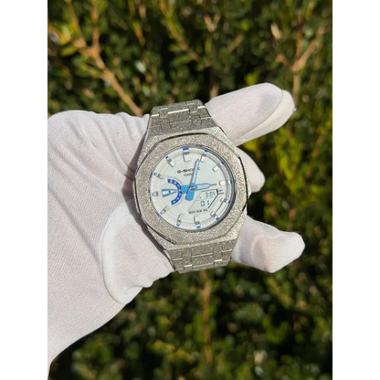 Montre CasiOak Custom Silver Luminous Frosted – mod G-Shock GA-2100, vue 1