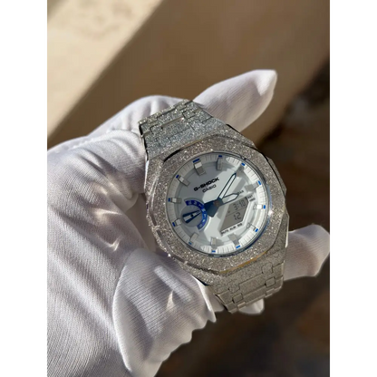 Montre CasiOak Custom Silver Luminous Frosted – mod G-Shock GA-2100, vue 4