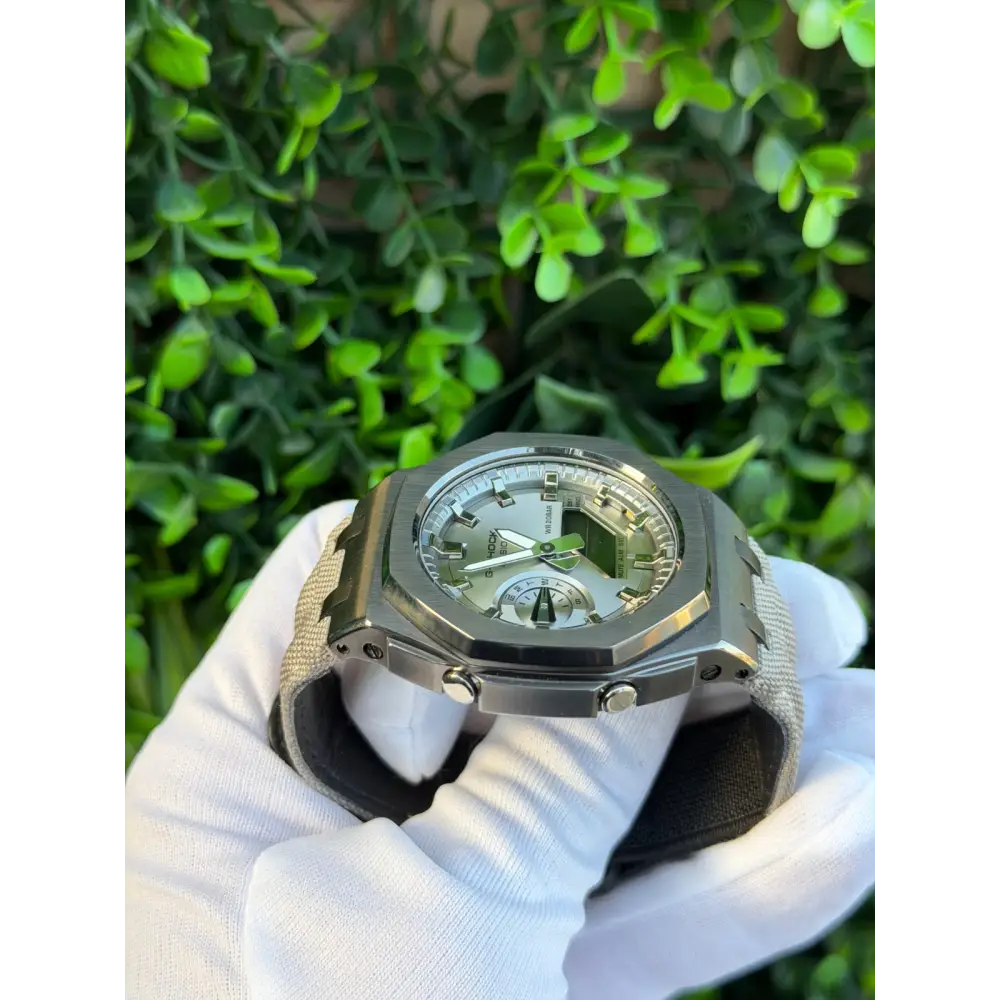 Montre CasiOak Custom Silver Metal – mod G-Shock GAB-2100, vue 4