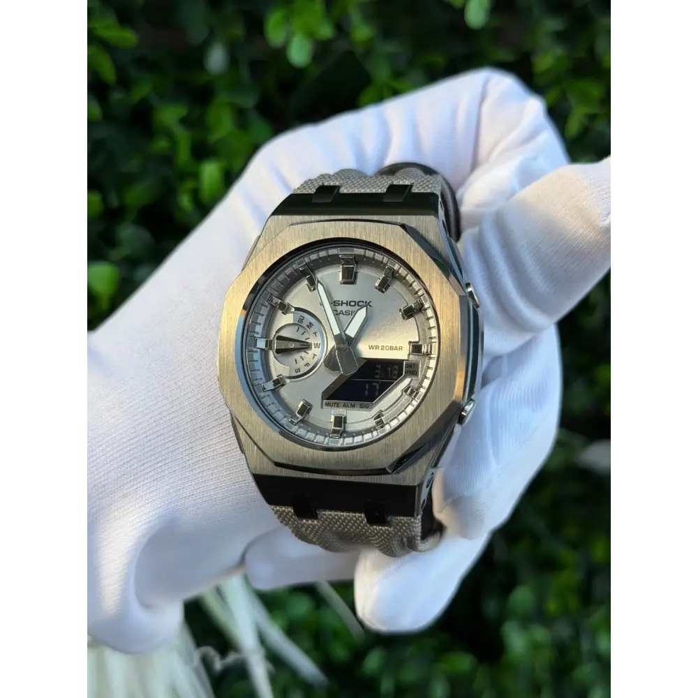 Montre CasiOak Custom Silver Metal – mod G-Shock GAB-2100, vue 2