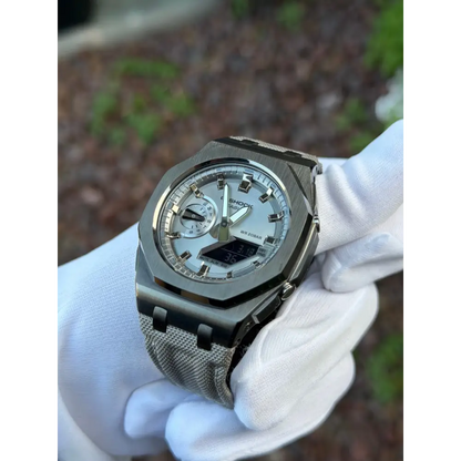 Montre CasiOak Custom Silver Metal – mod G-Shock GAB-2100, vue 3