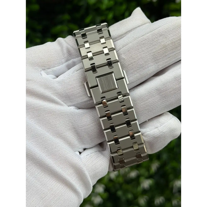 Montre CasiOak Custom Silver White Blue Mirror Polish – mod G-Shock GA-2100, vue 7