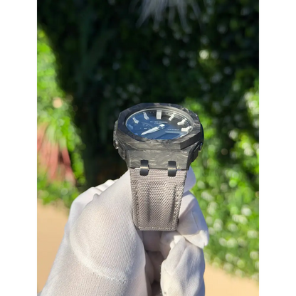Montre CasiOak Custom Silver White Carbon Fiber – mod G-Shock GA-2100, vue 2