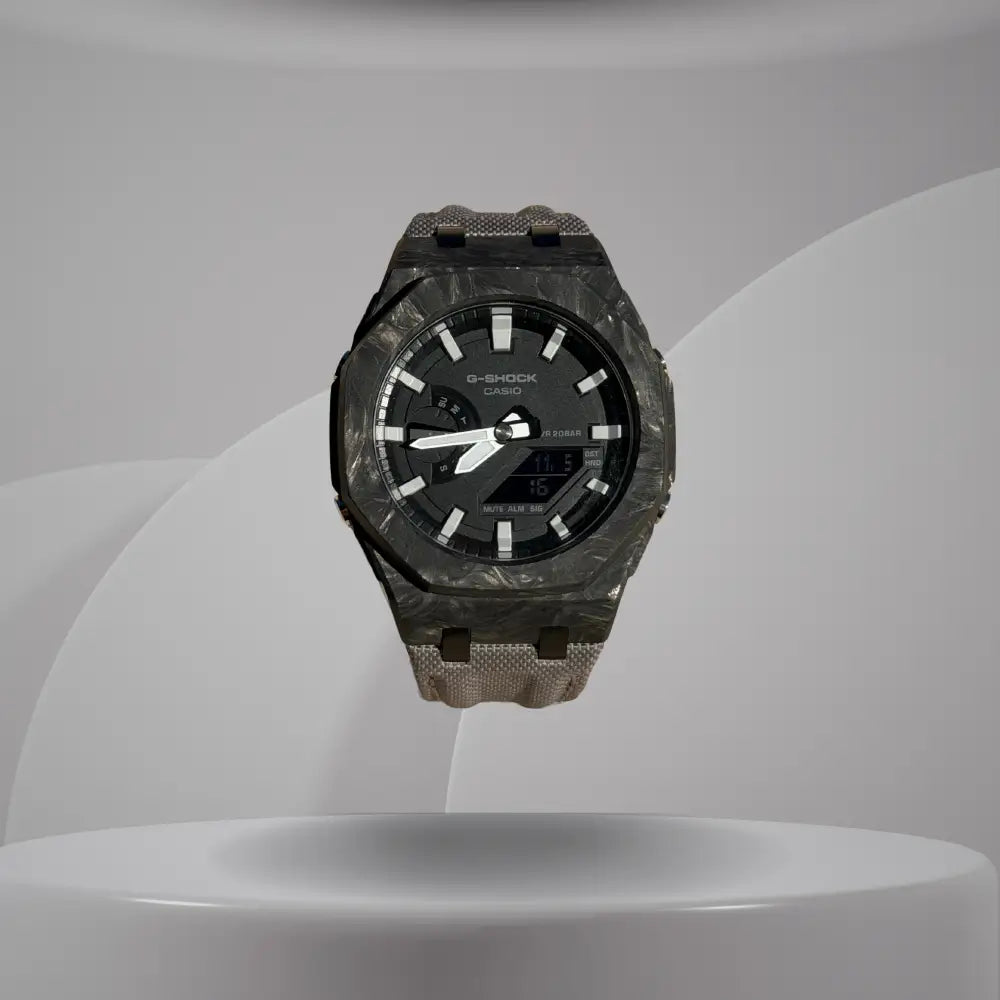 Montre CasiOak Custom Silver White Carbon Fiber – mod G-Shock GA-2100, vue 5