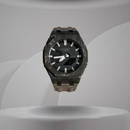 Montre CasiOak Custom Silver White Carbon Fiber – mod G-Shock GA-2100, vue 5