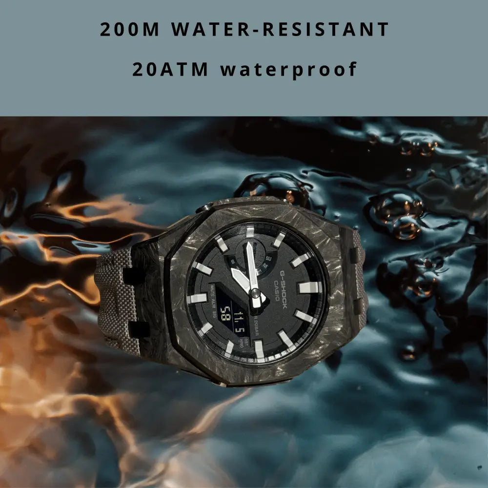 Montre CasiOak Custom Silver White Carbon Fiber – mod G-Shock GA-2100, vue 6